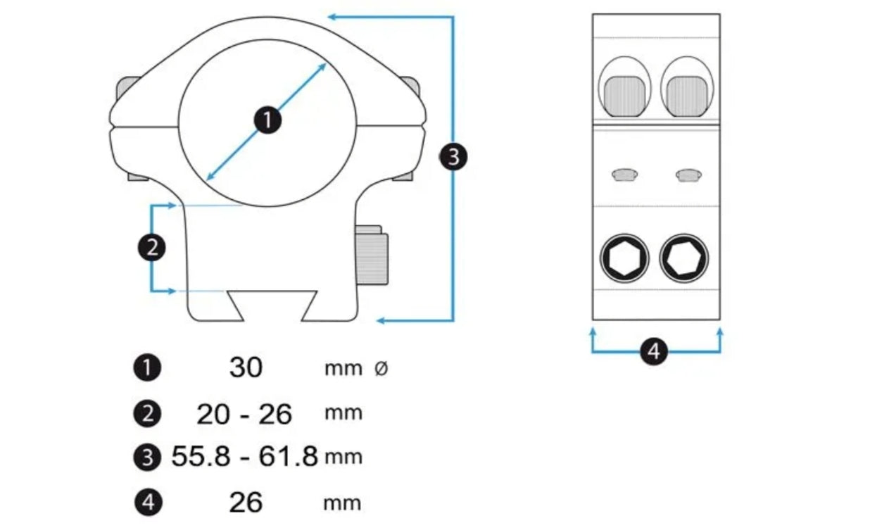 Colliers de montage X-Accu à élévation réglable pour rail 11 mm - Vector optics