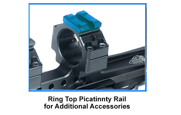Colliers tactiques 1"/ 25,4mm décalés de 50.8 mm pour rail picatinny 21mm avec dessus de bagues picatinny - UTG Leapers