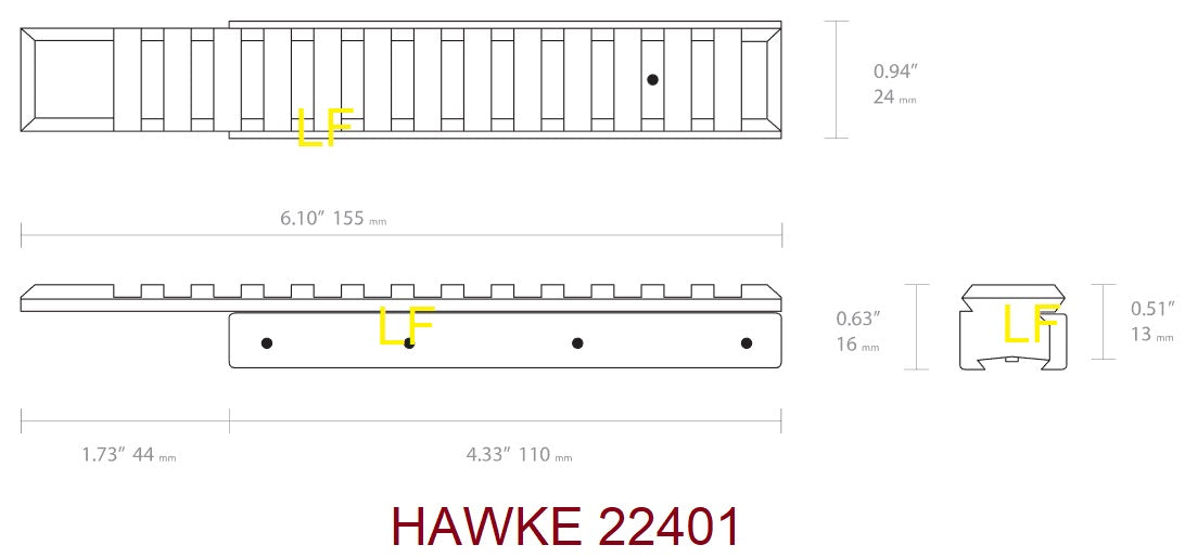 PAIRE de Convertisseurs Adaptateurs Rail de 11 mm vers 22 mm Weaver Neuf -  Embases pour montage fixe (6838703)