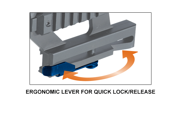 Montage pour AK : rails picatinny à glisser avec levier Quick Release - UTG PRO Leapers (T22MTU016)