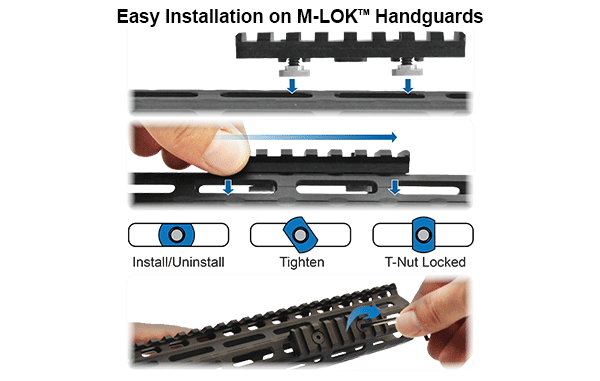 Rail picatinny additionnel fixation M-LOK court 39 mm Noir - UTG PRO - Fabriqué aux USA
