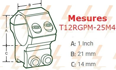 Anneaux de montage UTG Accushot 25,4 mm / 1" - Medium - pour rails 9 à 11 mm Dovetail ( paire de colliers )