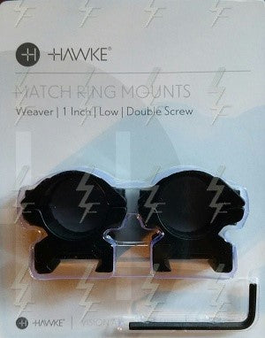 Colliers de montage HAWKE Série MATCH - 25,4mm / 1" BAS pour Weaver / Picatinny (rail 21mm)