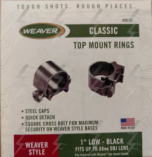 Paire de colliers Top Mount BAS noir 1"/25.4mm weaver - Marque WEAVER (T1349030)